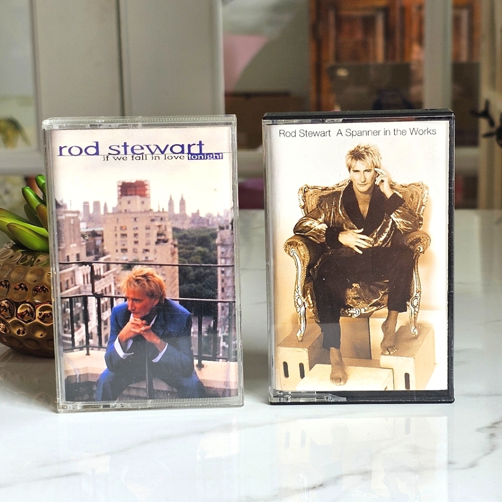 Rod Stewart "If We Fall In Love Tonight" "A Spanner in the Works" Cassette Tapes
